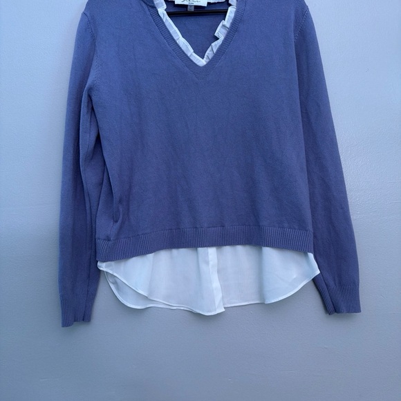 Sioni Sweaters - Sioni Milano sizeM Ruffled V-Neck Pullover Office Chic Layered Look Sweater